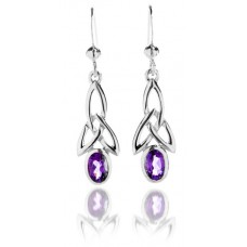 CELTIC TRINITY KNOT  EARRINGS AMETHYST